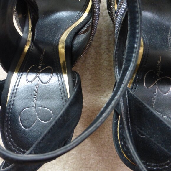 JESSICA SIMPSON black, gold and silver platform heels - Picture 7 of 11